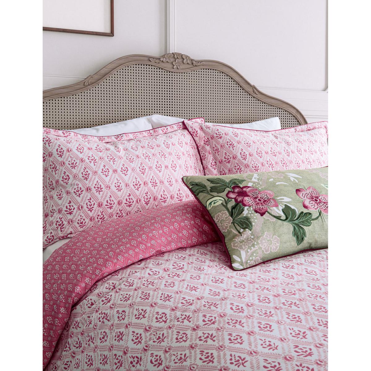 English Heritage Pure Cotton St Johns Trellis Bedding Set - 5FT - Pink, Pink – image 2