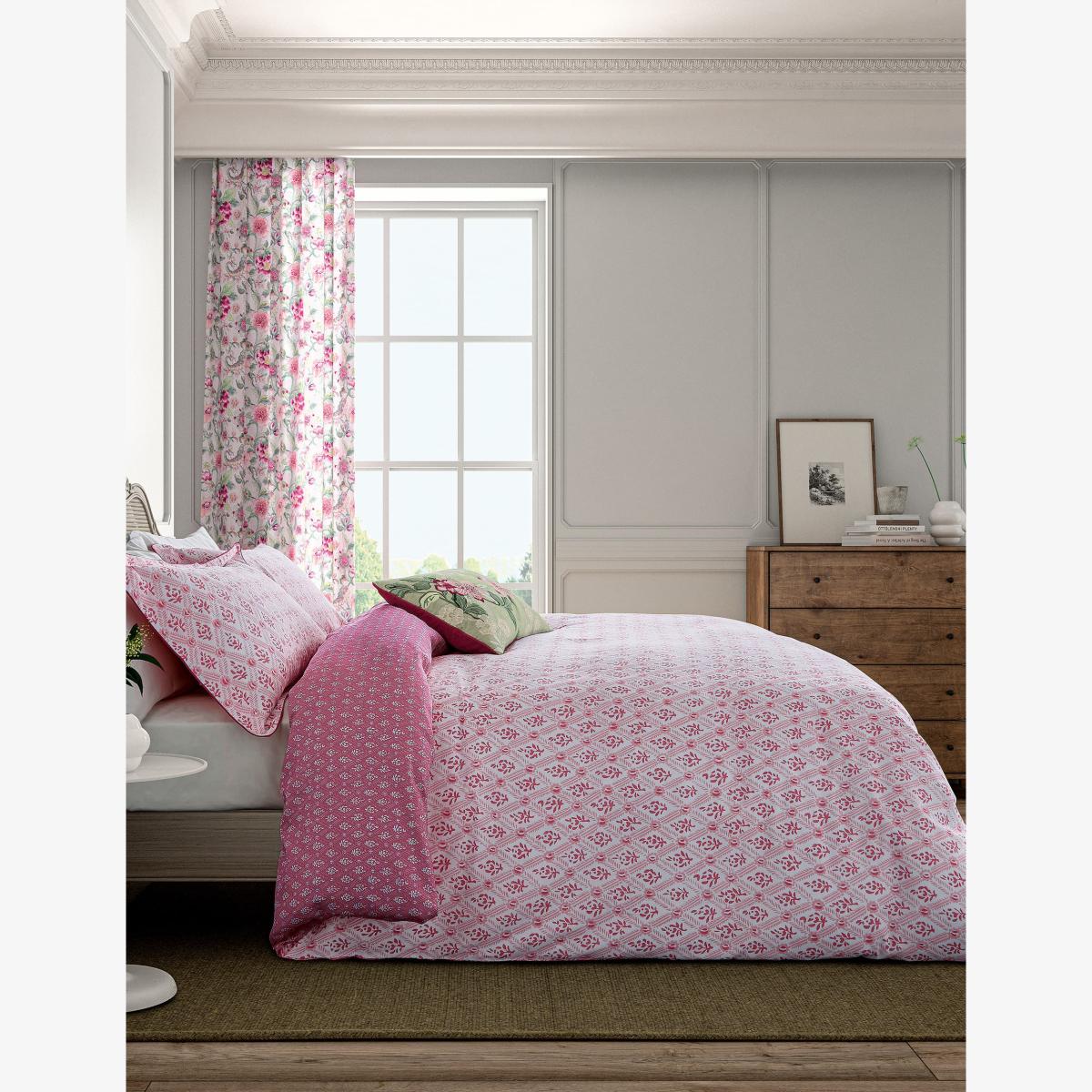 English Heritage Pure Cotton St Johns Trellis Bedding Set - 5FT - Pink, Pink – image 1