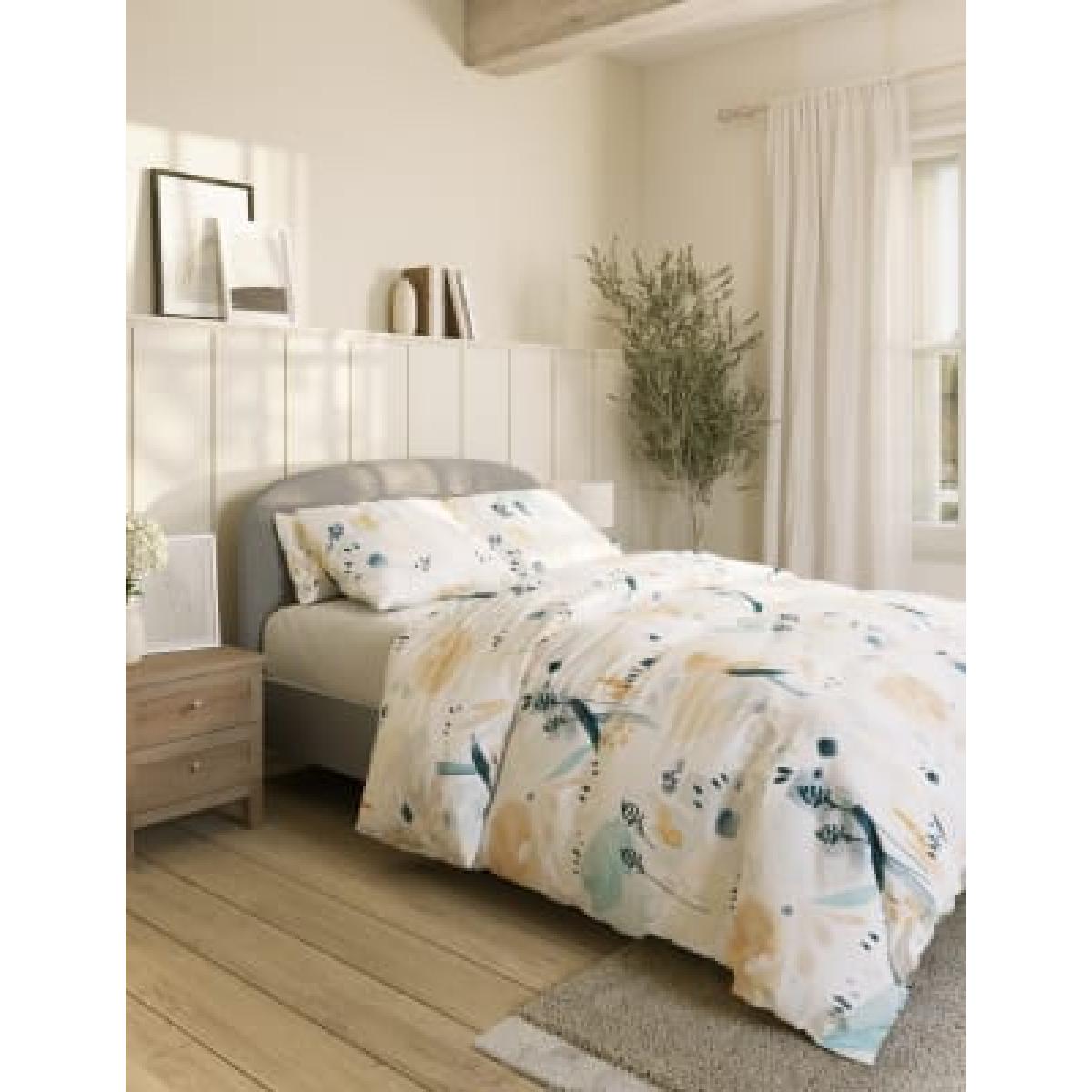 M&S  Pure Cotton Watercolour Floral Bedding Set - DBL - Blue Mix, Blue Mix – image 5