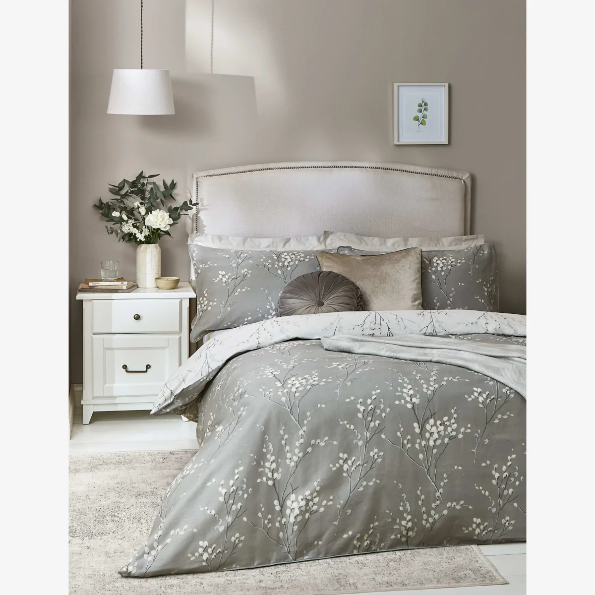 Laura Ashley Pure Cotton Sateen Pussy Willow Bedding Set Grey Mix – image 1