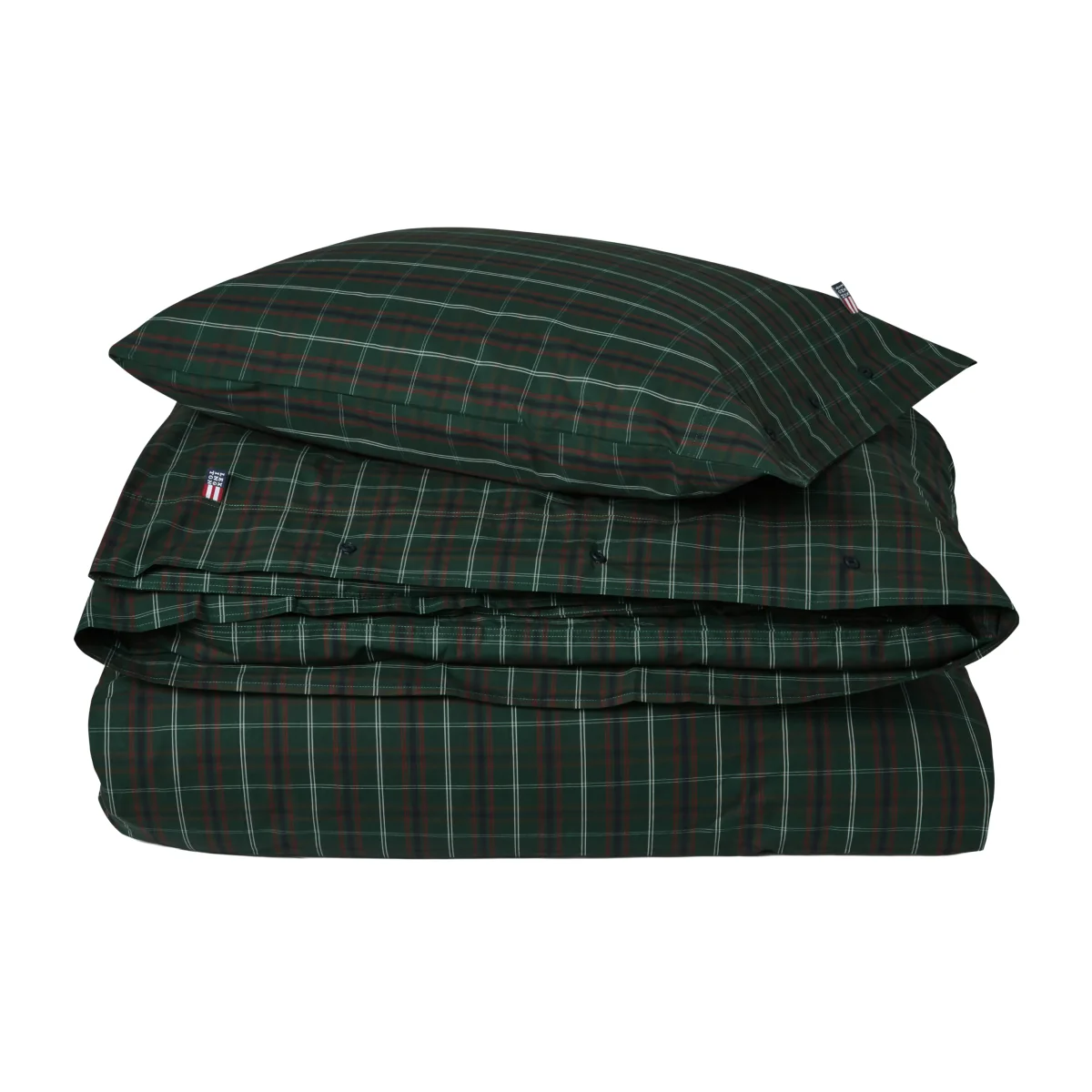 Lexington Checked cotton percale bedding set Green-navy 50x60 cm/150x210 cm – image 1