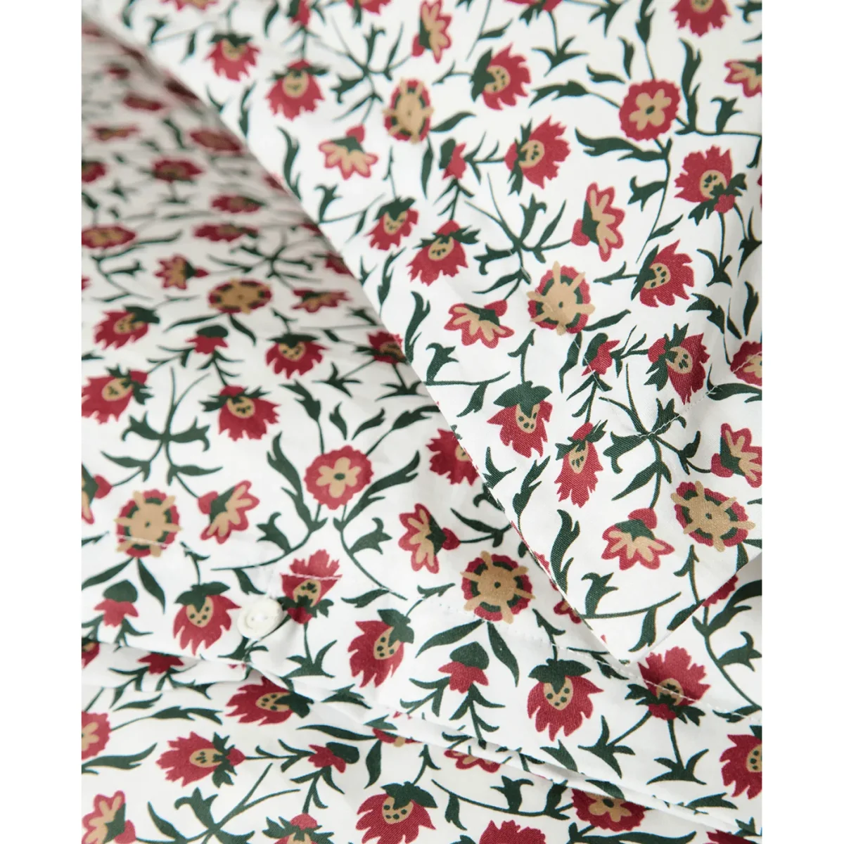 Lexington Flower printed cotton sateen bedding set White-red-green-beige 2 pcs 50x60 cm/1 pc 220x220 cm – image 3