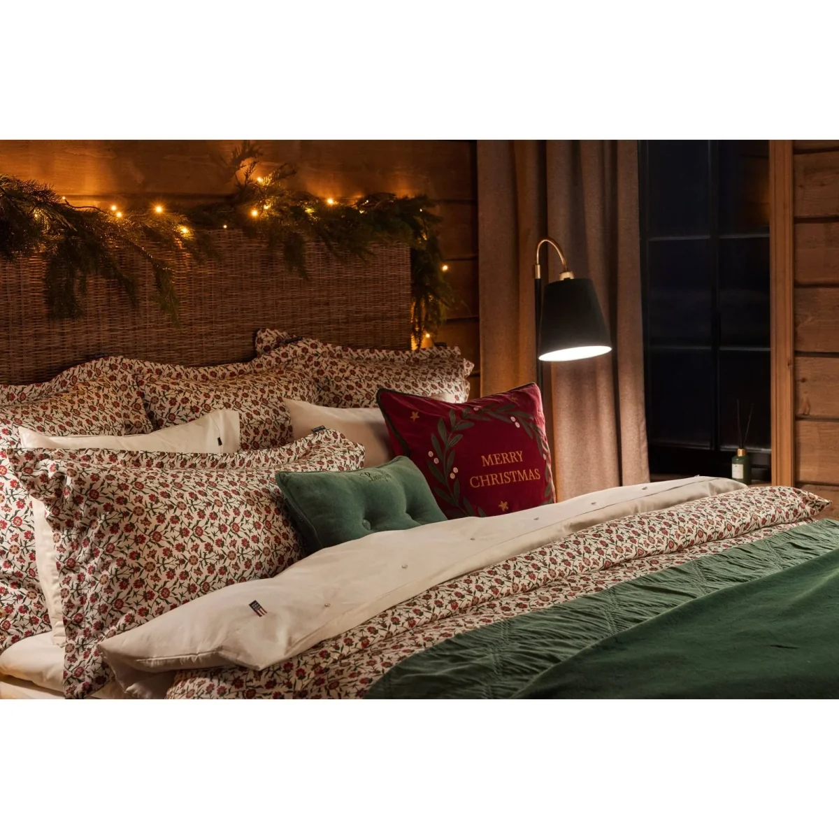Lexington Flower printed cotton sateen bedding set White-red-green-beige 50x60 cm/150x210 cm – image 3