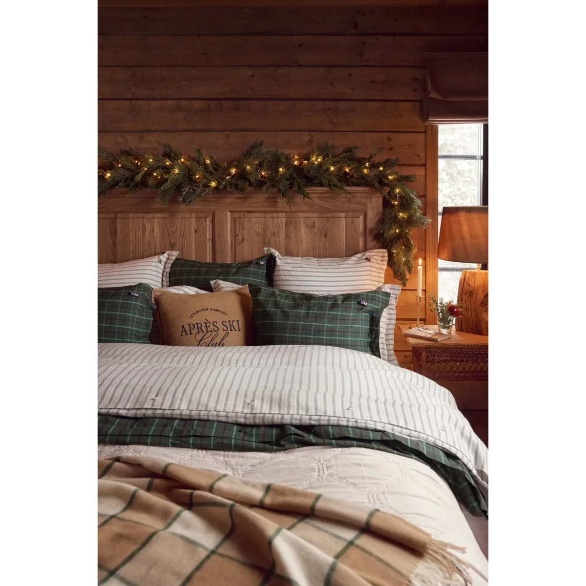 Lexington Checked cotton percale bedding set Green-navy 2 pcs 50x60 cm/1 pc 220x220 cm – image 2