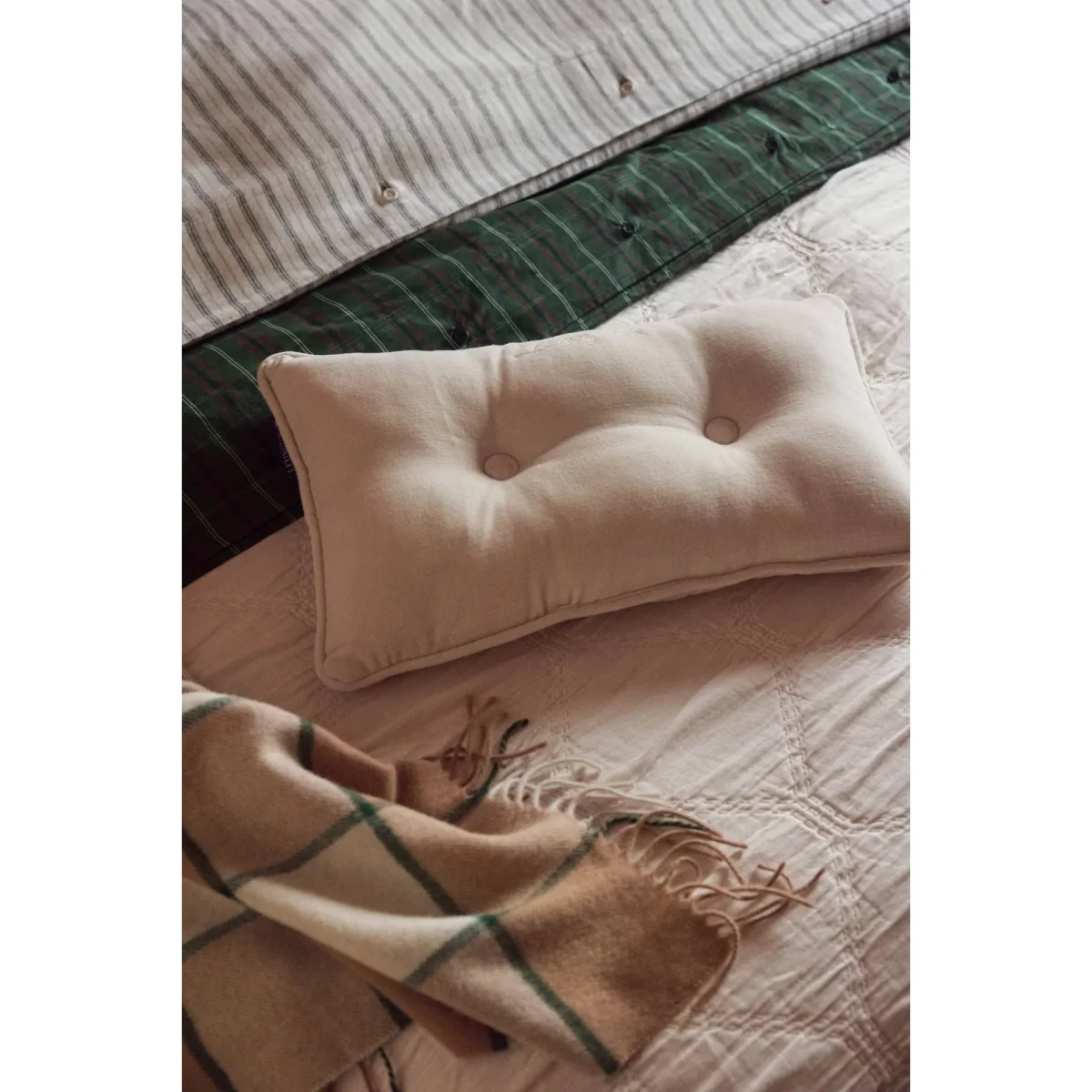 Lexington Stripe cotton flannel bed set White-green-beige 50x60 cm/150x210 cm – image 3