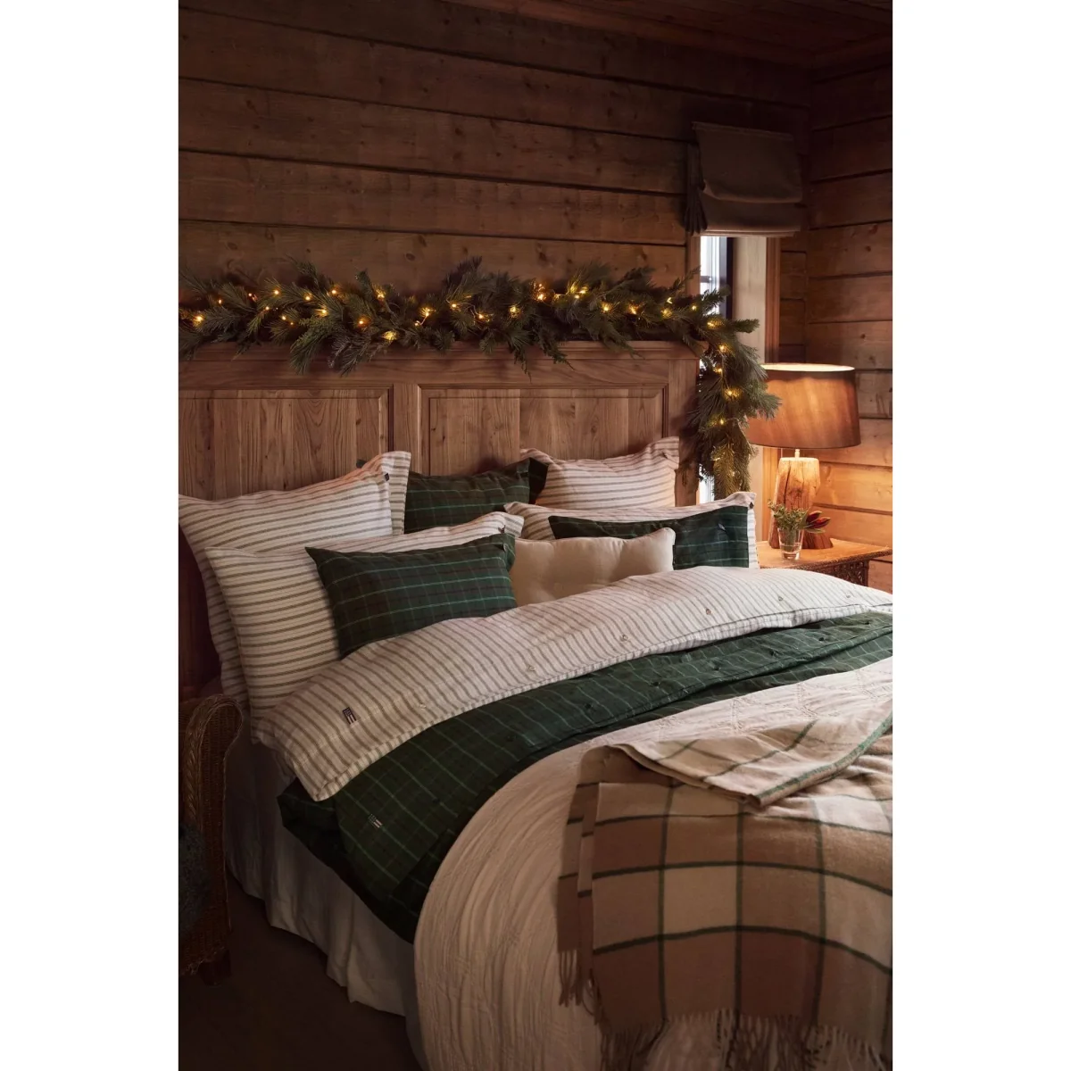 Lexington Stripe cotton flannel bed set White-green-beige 50x60 cm/150x210 cm – image 5