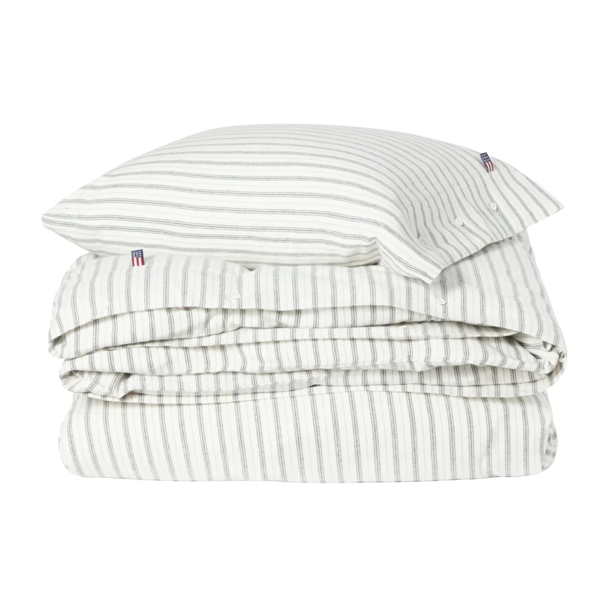 Lexington Stripe cotton flannel bed set White-green-beige 50x60 cm/150x210 cm – image 1