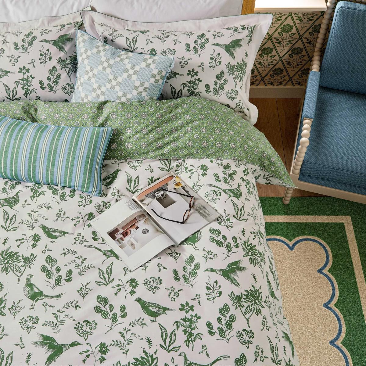 Joules Festival Pheasants Duvet Set - Green - Single – image 3
