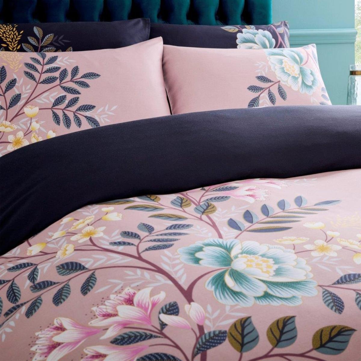Sara Miller Oriental Blossom Duvet Set - Pink/Navy - Single In Navy/Pink – image 3