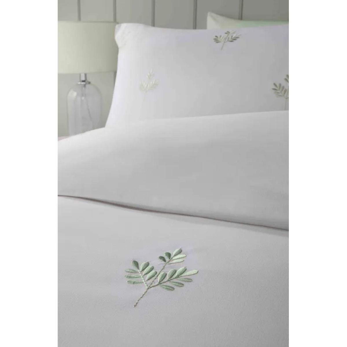 Serene Emily Embroidery Duvet Set - White/Green - King – image 4