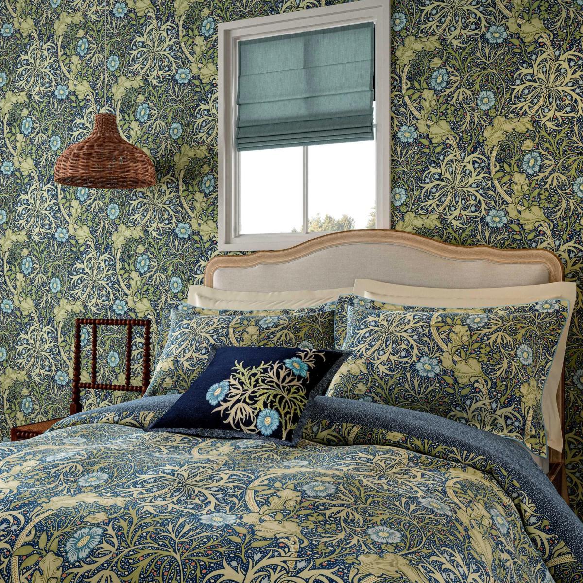 Morris and Co Seaweed Duvet Set - Cobalt and Thyme - Single In Cobalt/Thyme – image 2