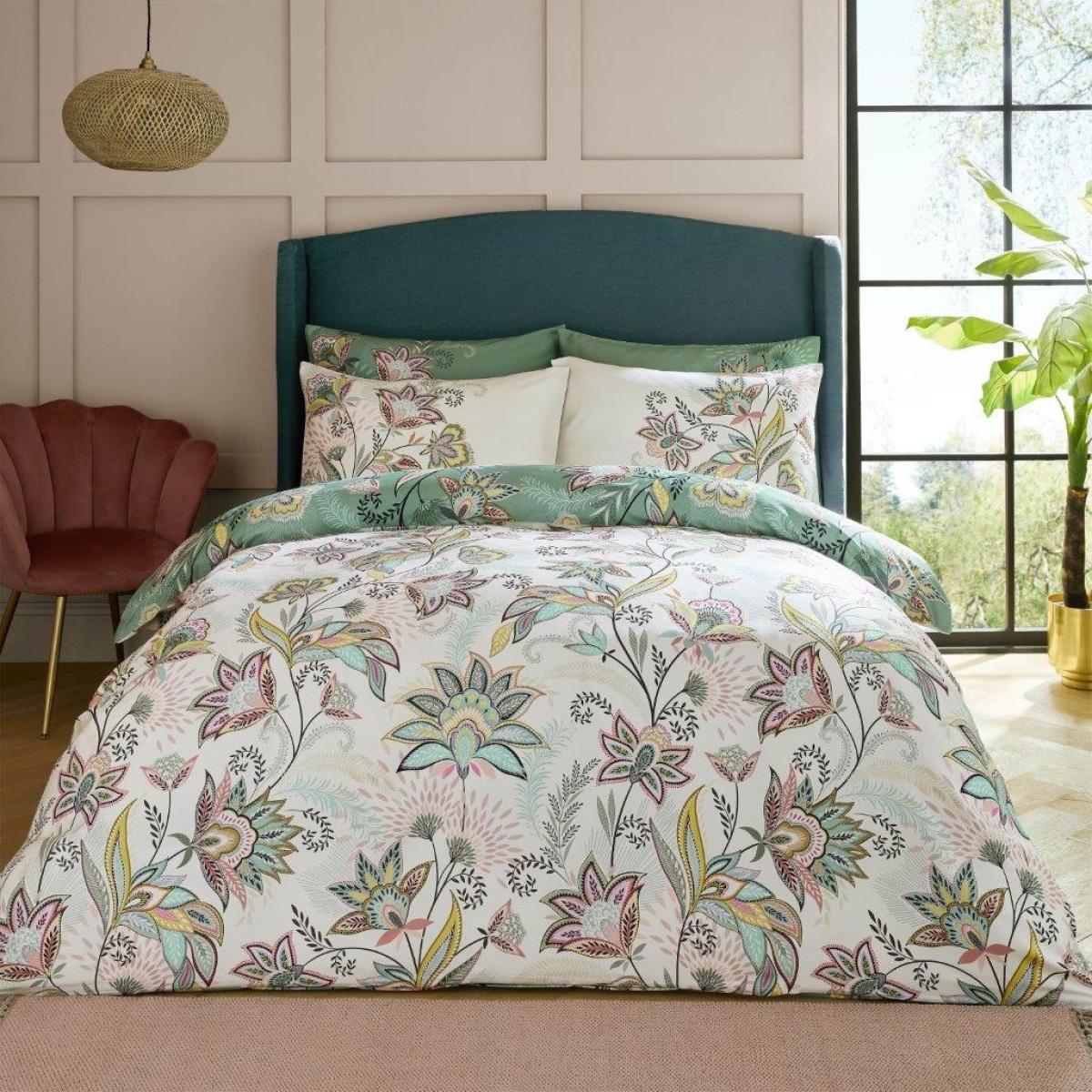 Sara Miller Passiflora Duvet Set - Sage/Stone - Super King In Stone/Sage – image 2
