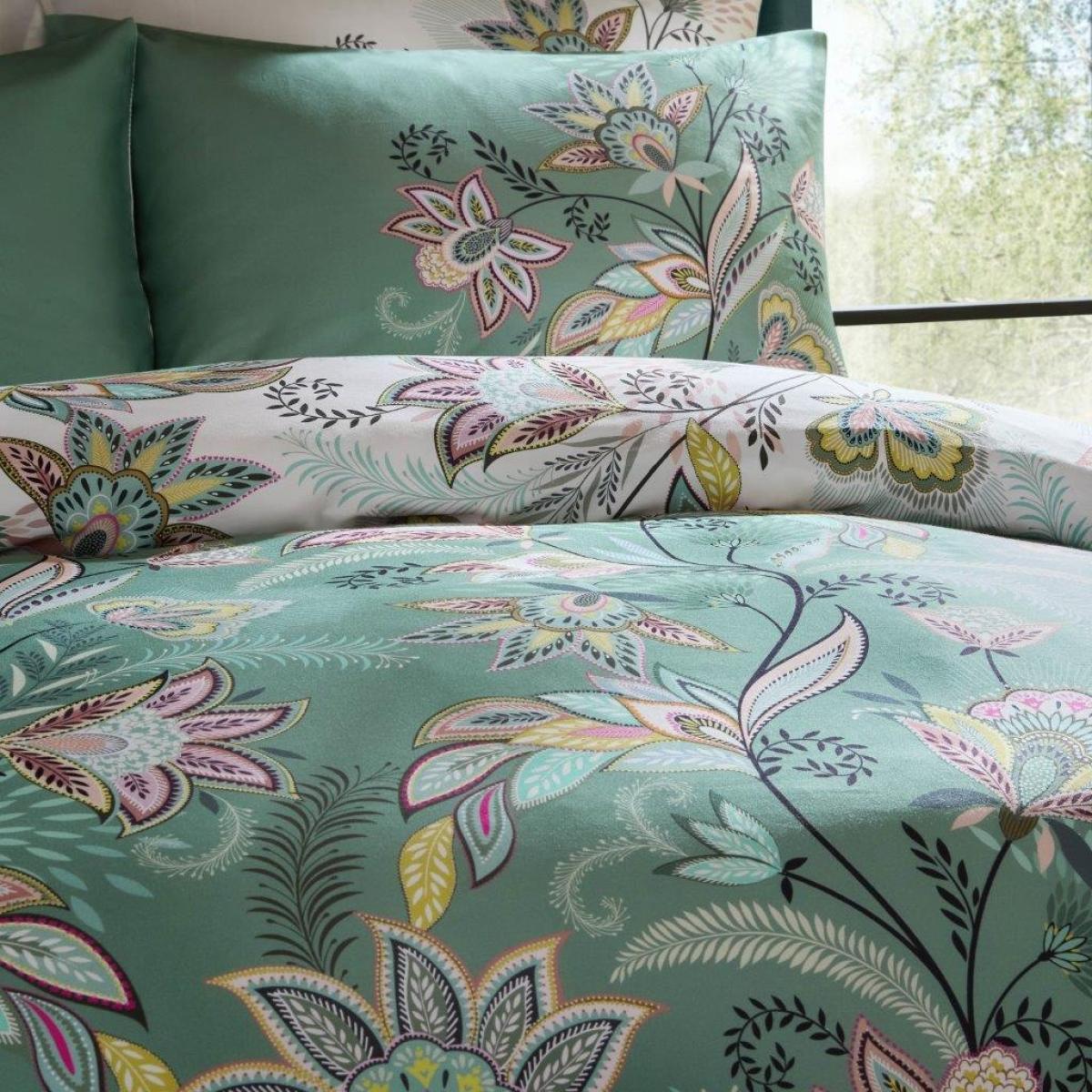 Sara Miller Passiflora Duvet Set - Sage/Stone - Super King In Stone/Sage – image 3