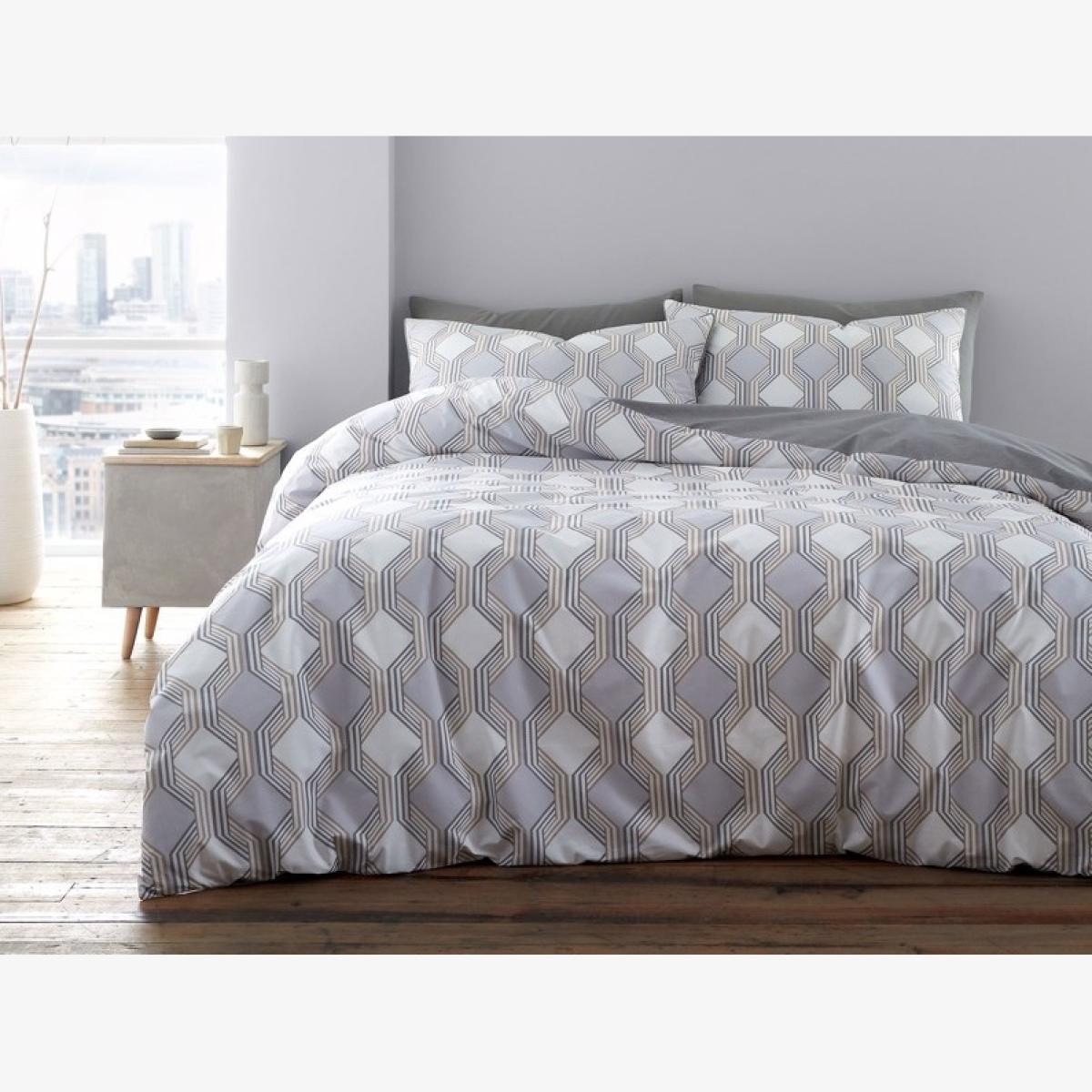 Bianca Atticus Geometric Duvet Set - Super King In Grey – image 1