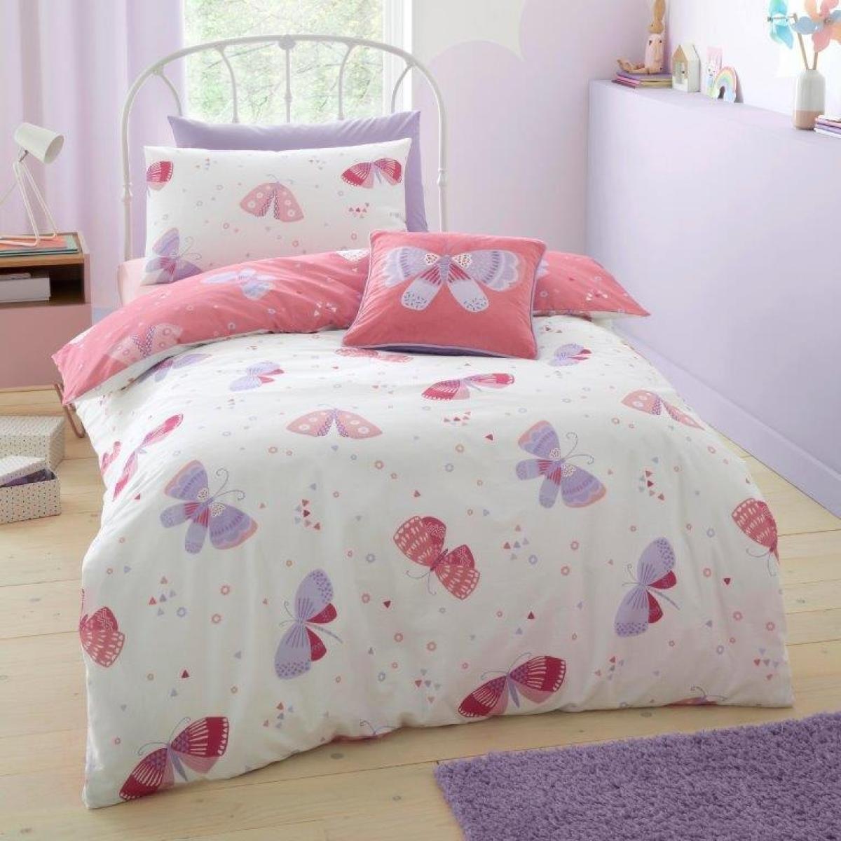 Bedlam Flutterby Butterfly Pink Duvet Set, Cotton
