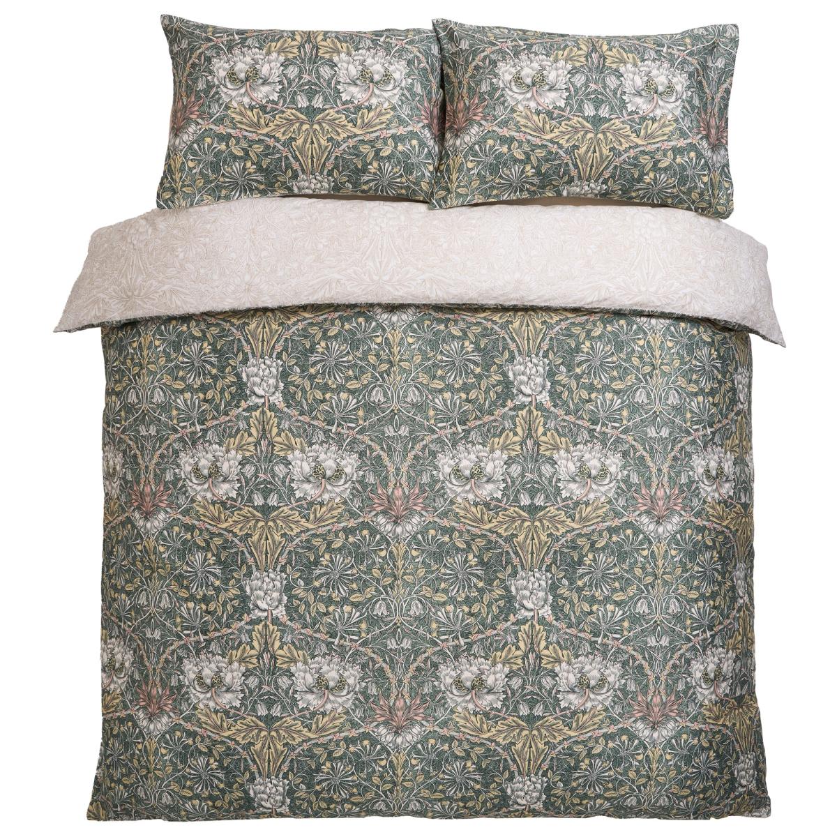 William Morris At Home Honeysuckle and Tulip Duvet Set - Sage/Plaster - Super King – image 4