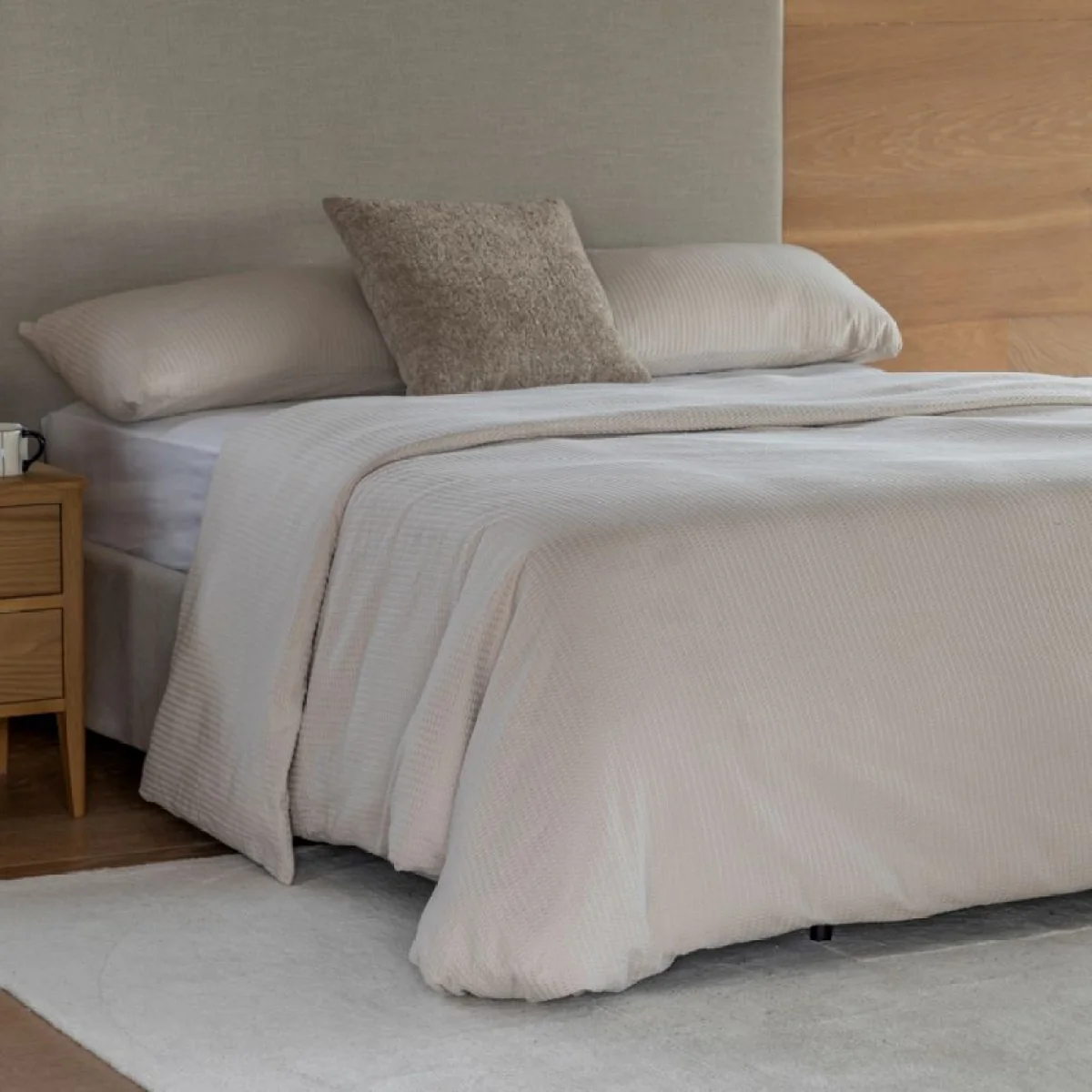 Nella Textured Jacquard Quilt Cover Set in Taupe, Super King – image 2