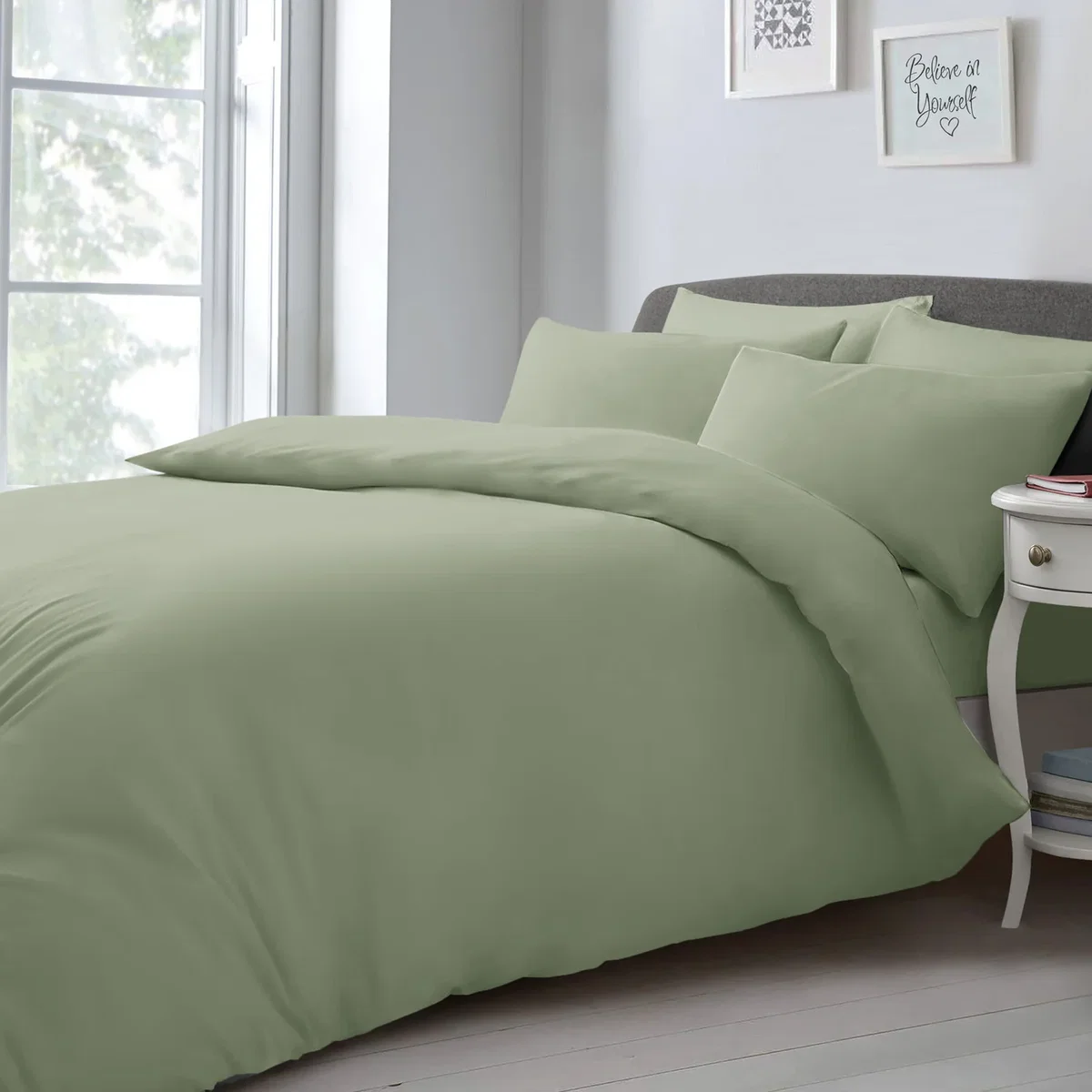 Soft Touch Plain Microfibre Duvet Cover and Pillowcase Set - Sage / Single