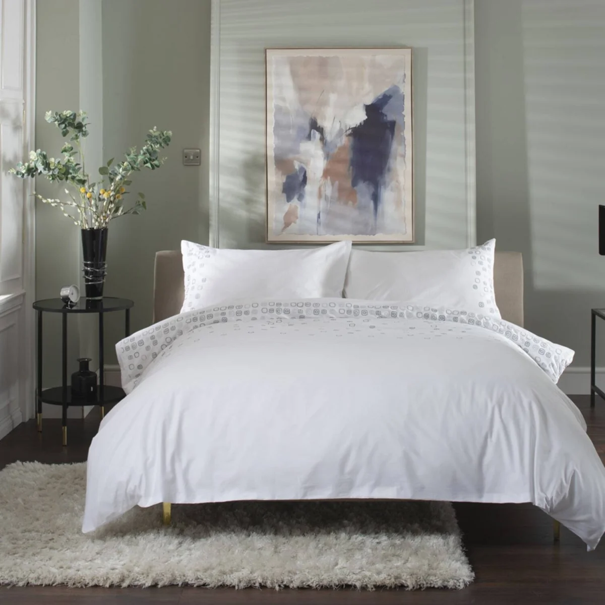 The Lyndon Company Block Geometric Cotton Duvet Set B - White – image 1