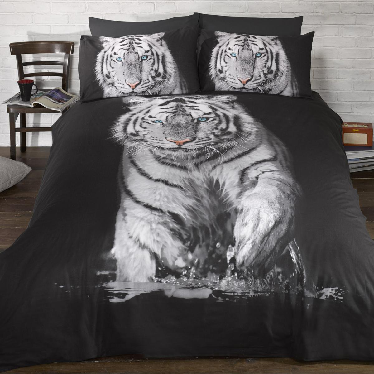 Tiger Polycotton Duvet Set With Pillowcase - Multicolor / King