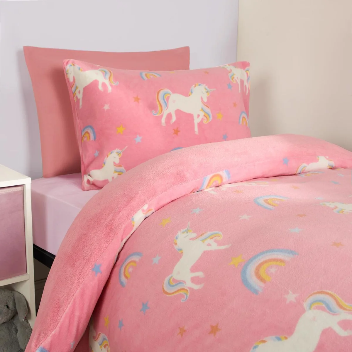 OHS Unicorn Print Fleece Duvet Set - Pink / Junior – image 3