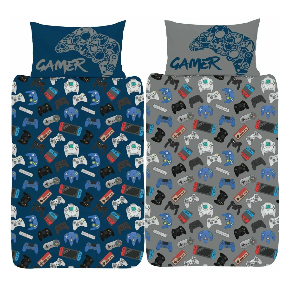Floso Gamer Game Controller Reversible Duvet Set - Multicoloured / Single – image 2