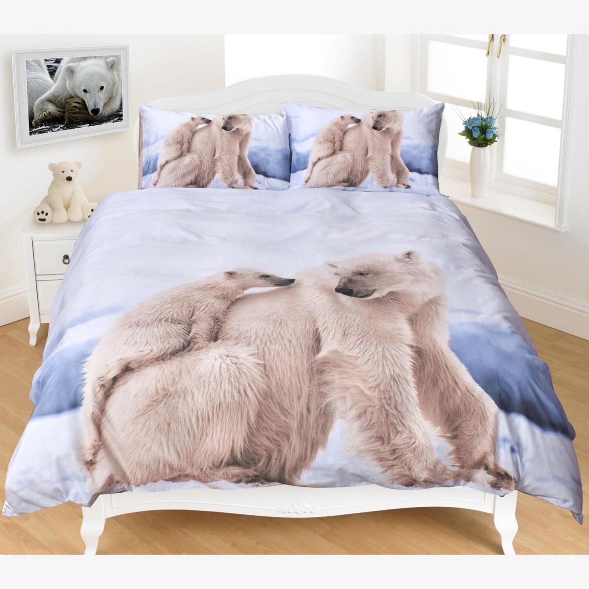 Polar Bear And Cub Animal Print Duvet Cover Bedding Set - Yellow