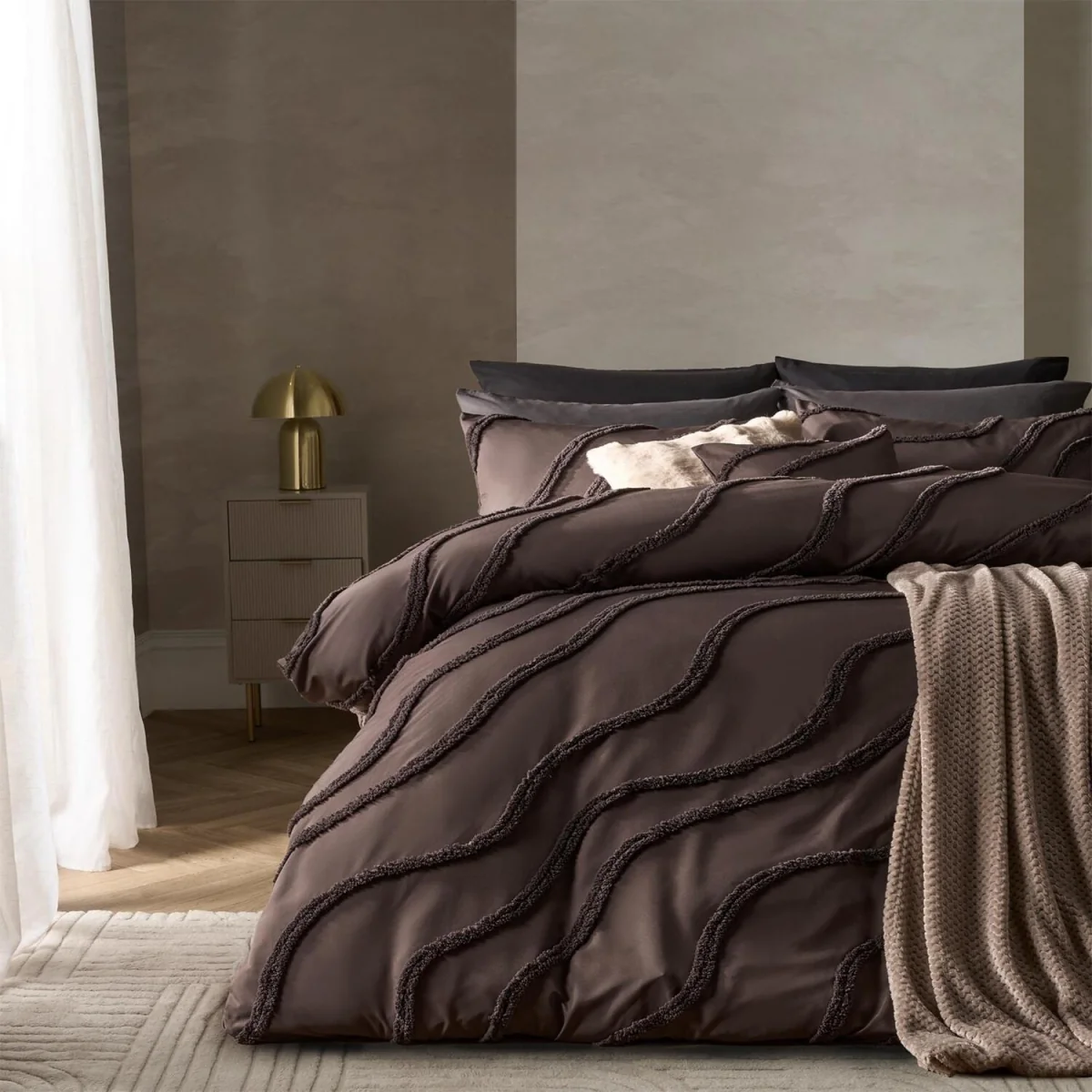 OHS Tufted Contour Duvet Set - Coffee / 1.28kg – image 2