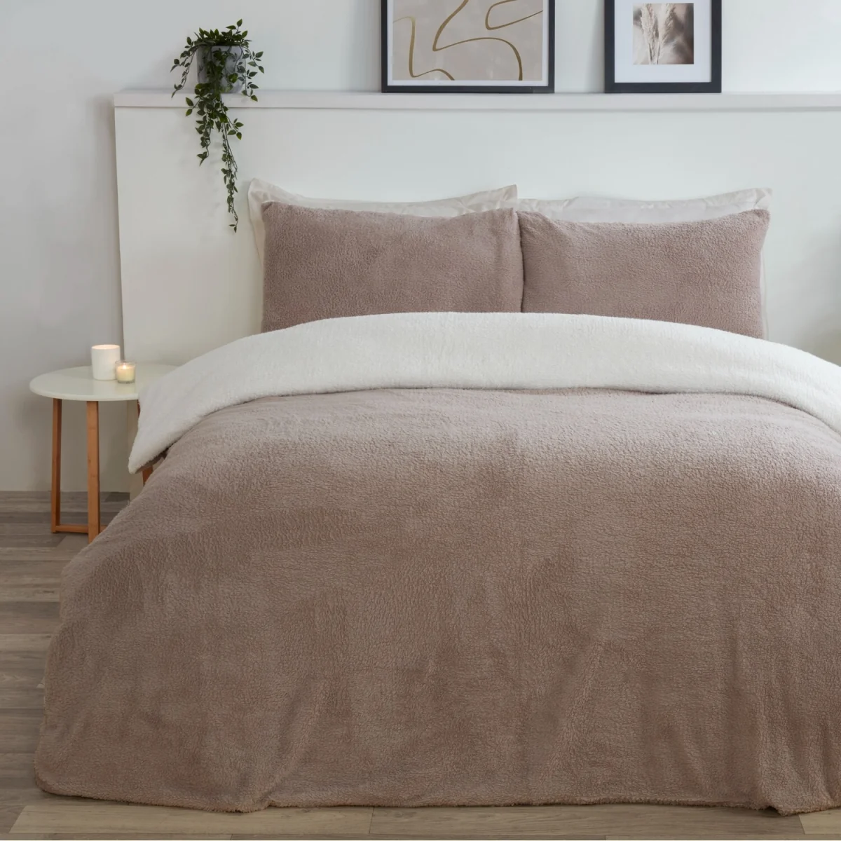 Luxury Super Soft & Reversible Teddy Fleece Duvet Cover and Pillowcase - Dark Pink/Pink / Single