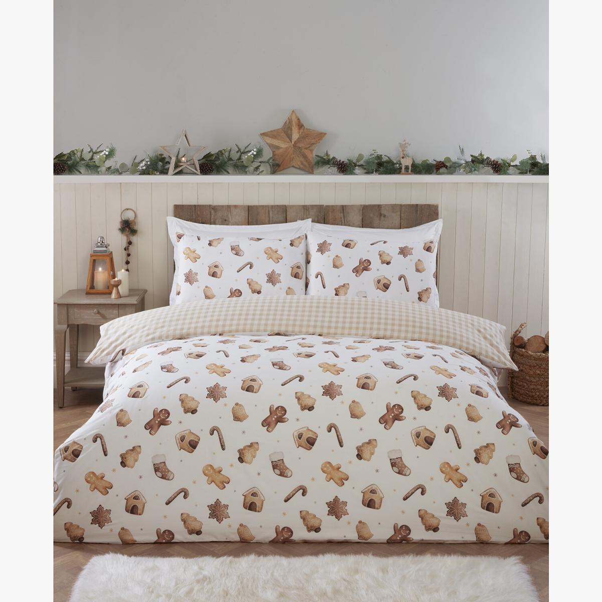 Gingerbread Duvet Cover and Pillowcase Set - Natural / Single