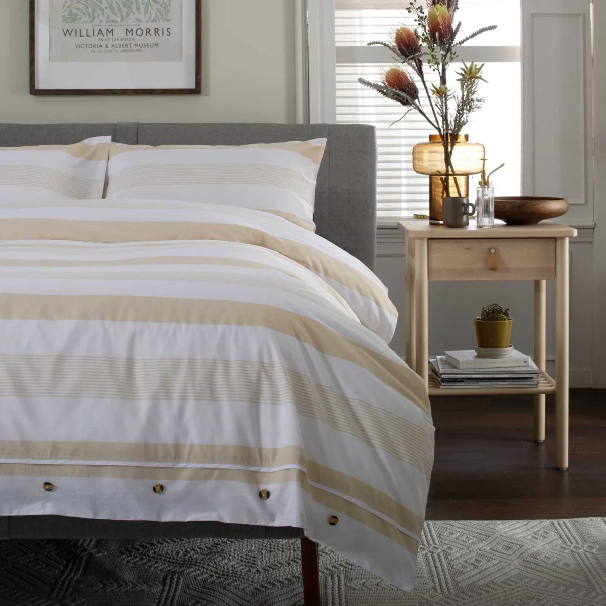 Next Stripe Cotton Duvet Set With Modern Minimal Border Design – image 3