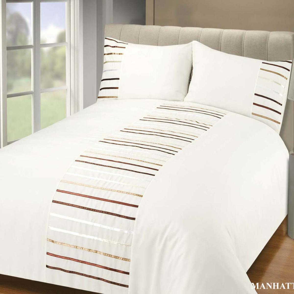 Manhattan Polyester Duvet Set With Pillowcase - Natural / Double