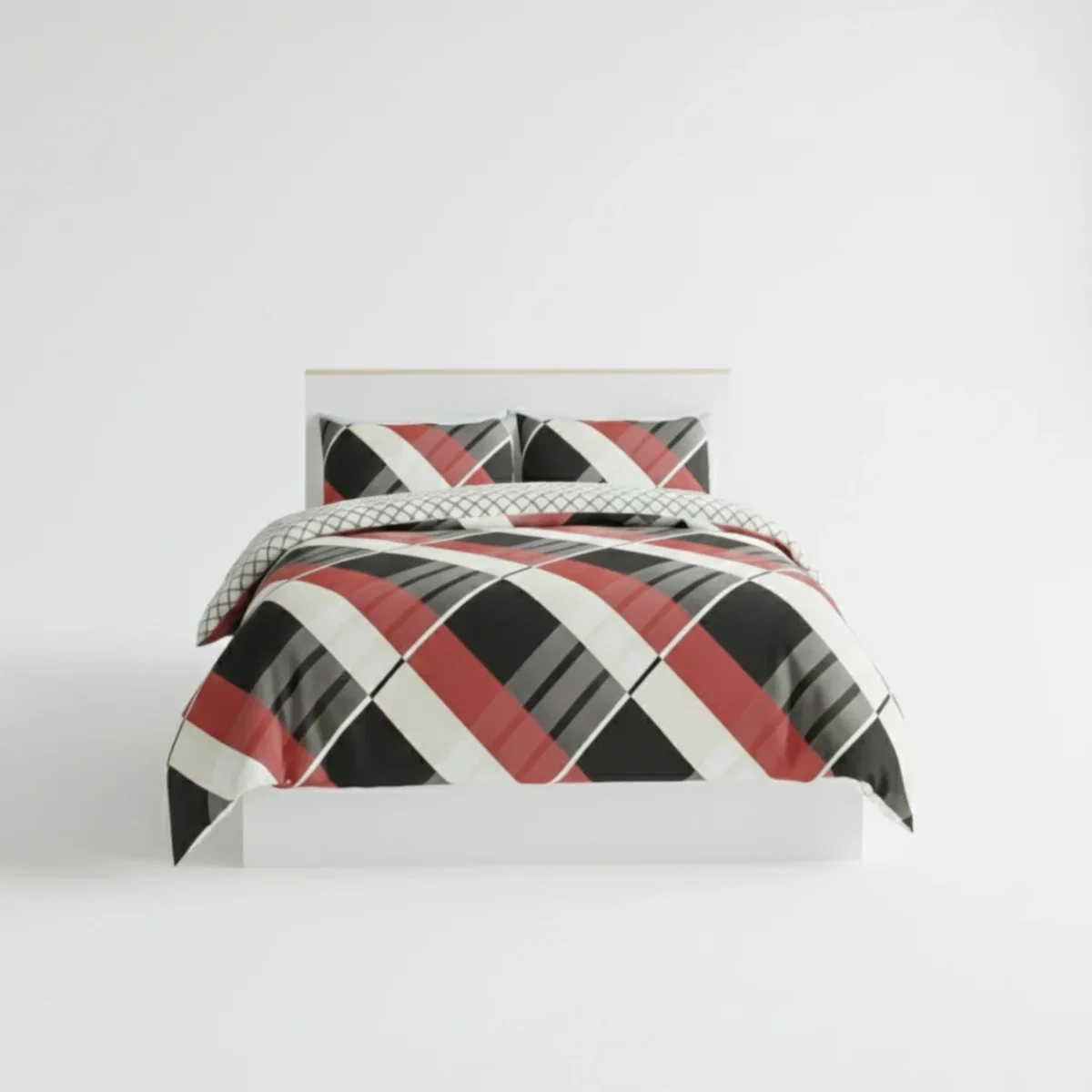 Modern Reversible Duvet Cover Stylish Geometric Pattern Bedding for Bedroom - Black / Superking – image 2