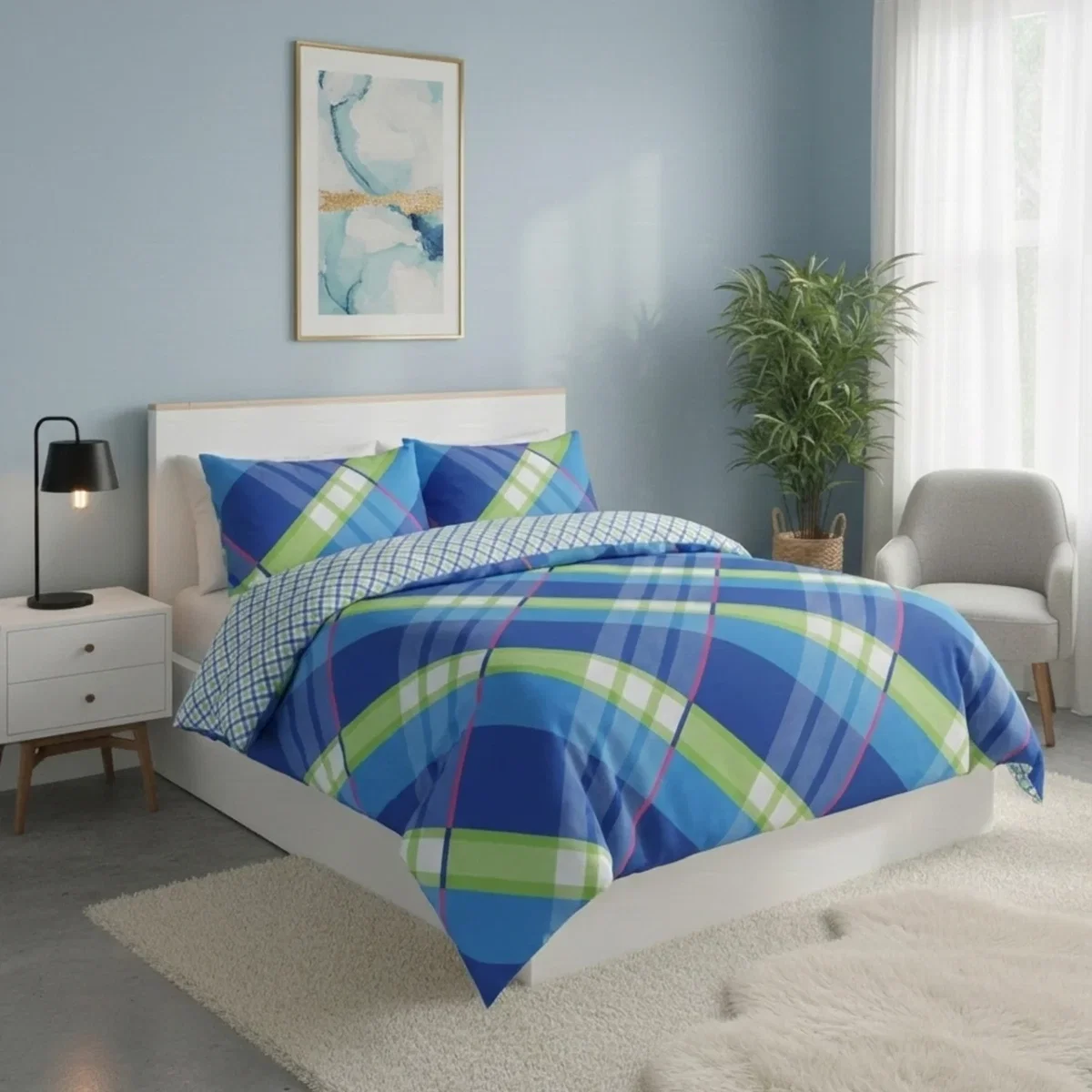 Modern Reversible Duvet Cover Stylish Geometric Pattern Bedding for Bedroom - Black / Superking – image 5