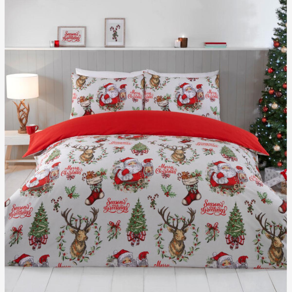 Seasons Greeting Duvet Cover and Pillowcase Set - Single