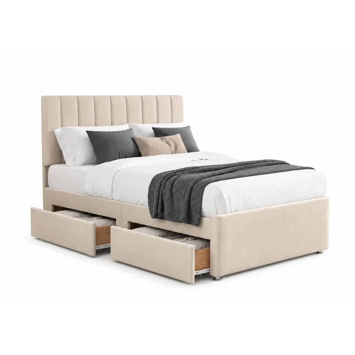 ORTHOPAEDIC DIVAN BED SET WITH MATTRESS AND Headboard Blue - Blue / Small Double – image 5