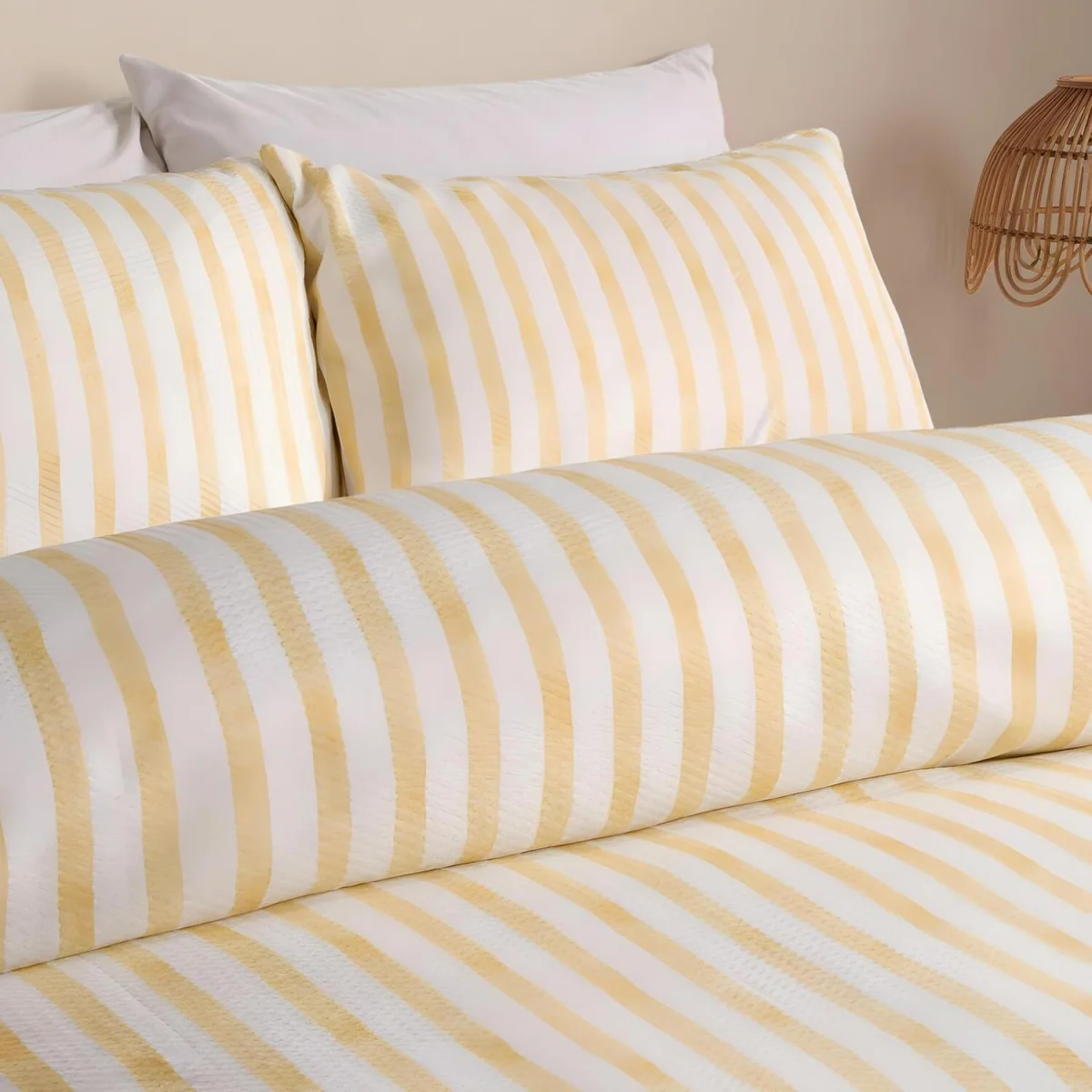 OHS Waffle Watercolour Stripe Duvet Set - Lemon / 1.45kg – image 3