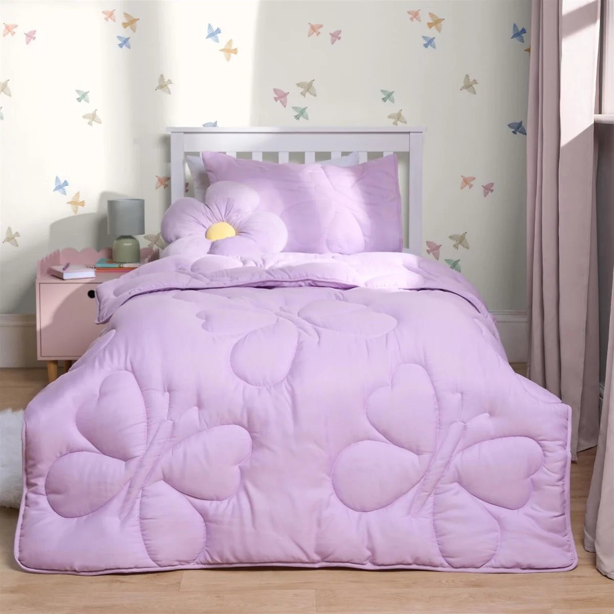 OHS Coverless Butterfly Quilted 7.5 Tog Duvet Set - Lilac – image 2