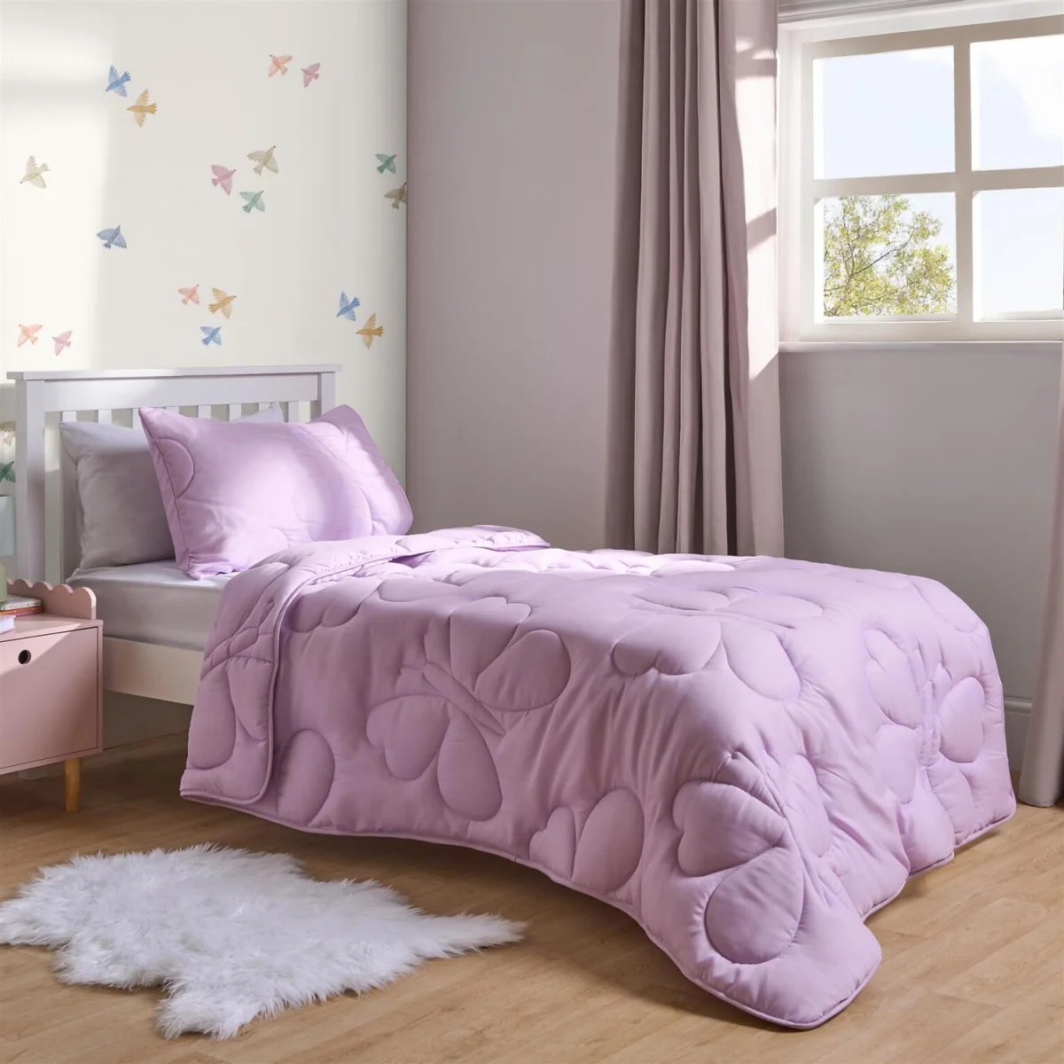 OHS Coverless Butterfly Quilted 7.5 Tog Duvet Set - Lilac – image 3