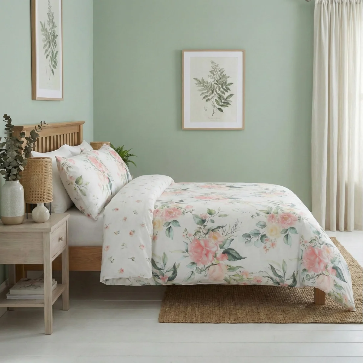 Ava Floral Microfibre Duvet Cover Bedding Set - White / Single – image 3