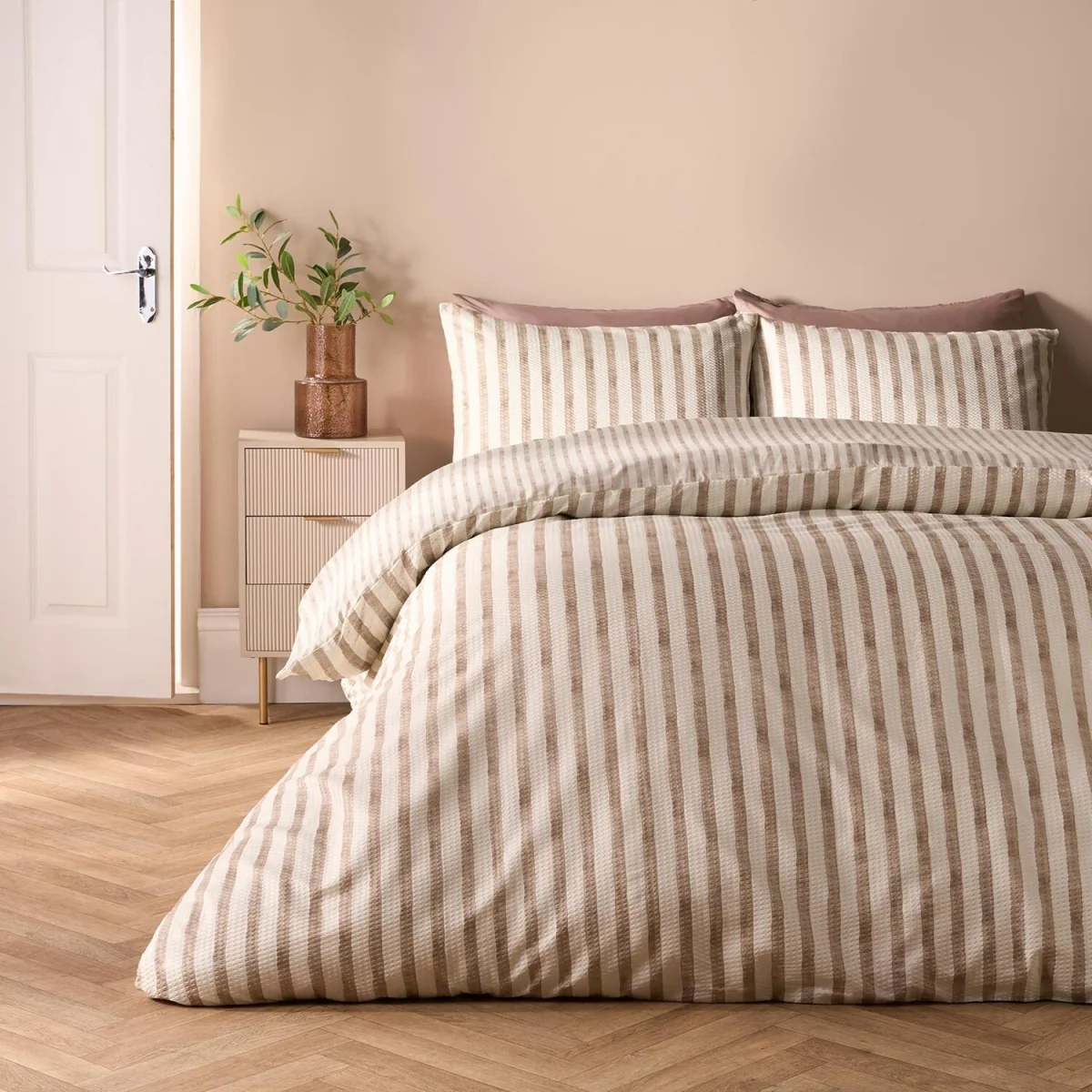OHS Waffle Watercolour Stripe Duvet Set - Stone / 1.1kg – image 2