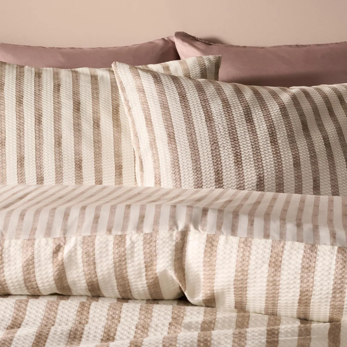 OHS Waffle Watercolour Stripe Duvet Set - Stone / 1.1kg – image 1