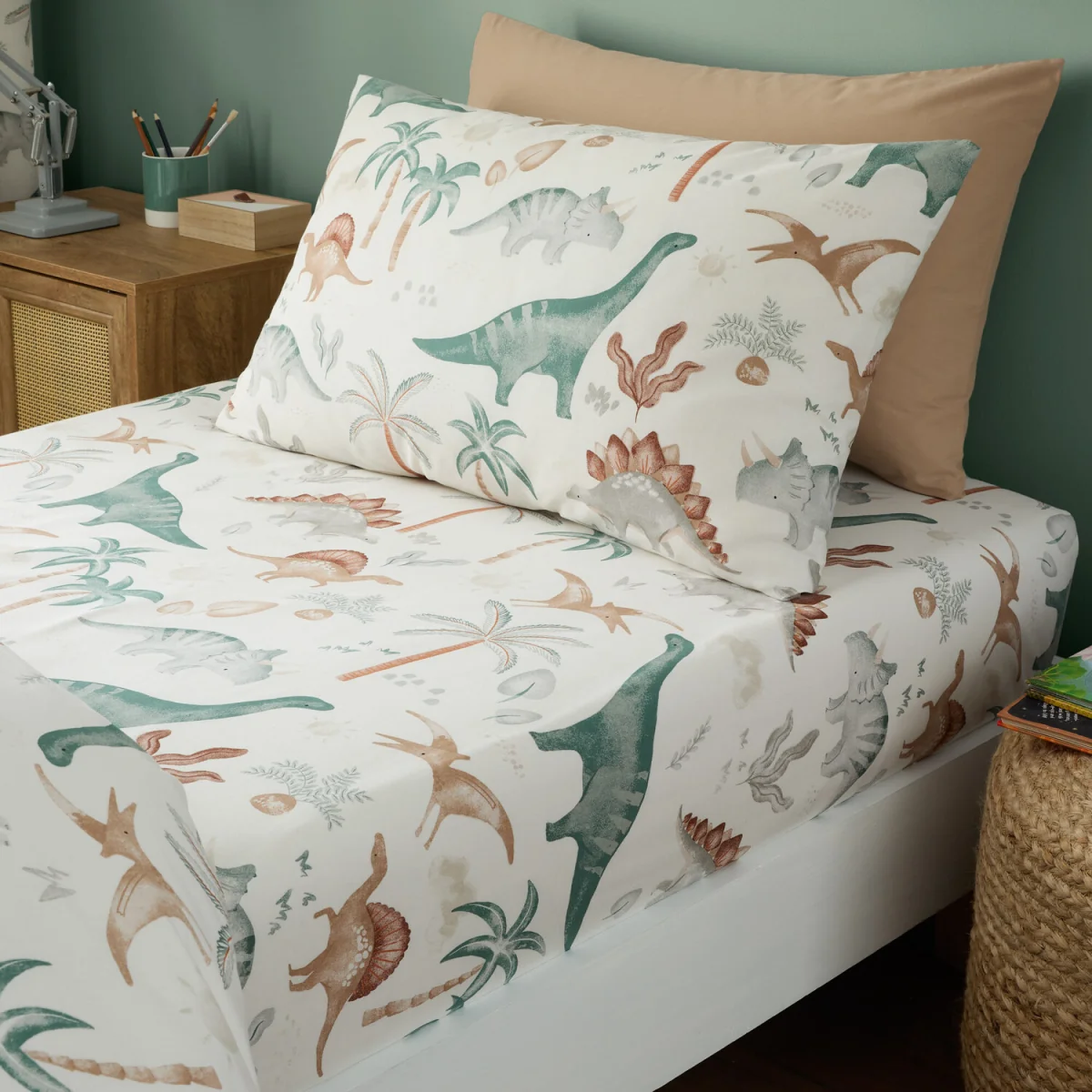 Scandi Saurus Dinosaurs Reversible Duvet Cover Bedding Set - Ivory / Junior – image 4
