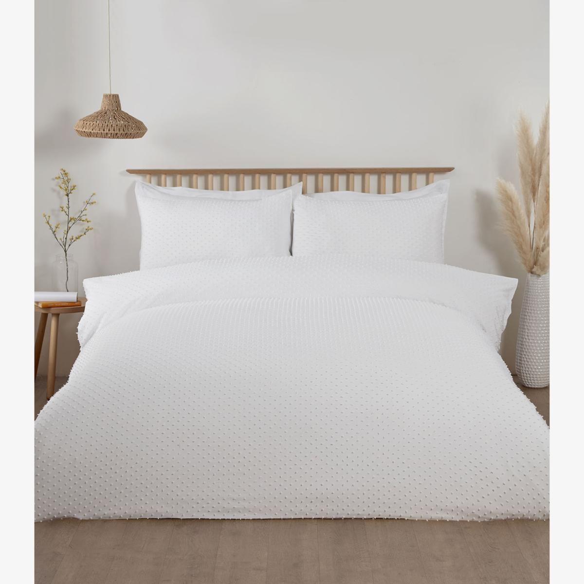 Sienna Tufted Dot Duvet Set - White