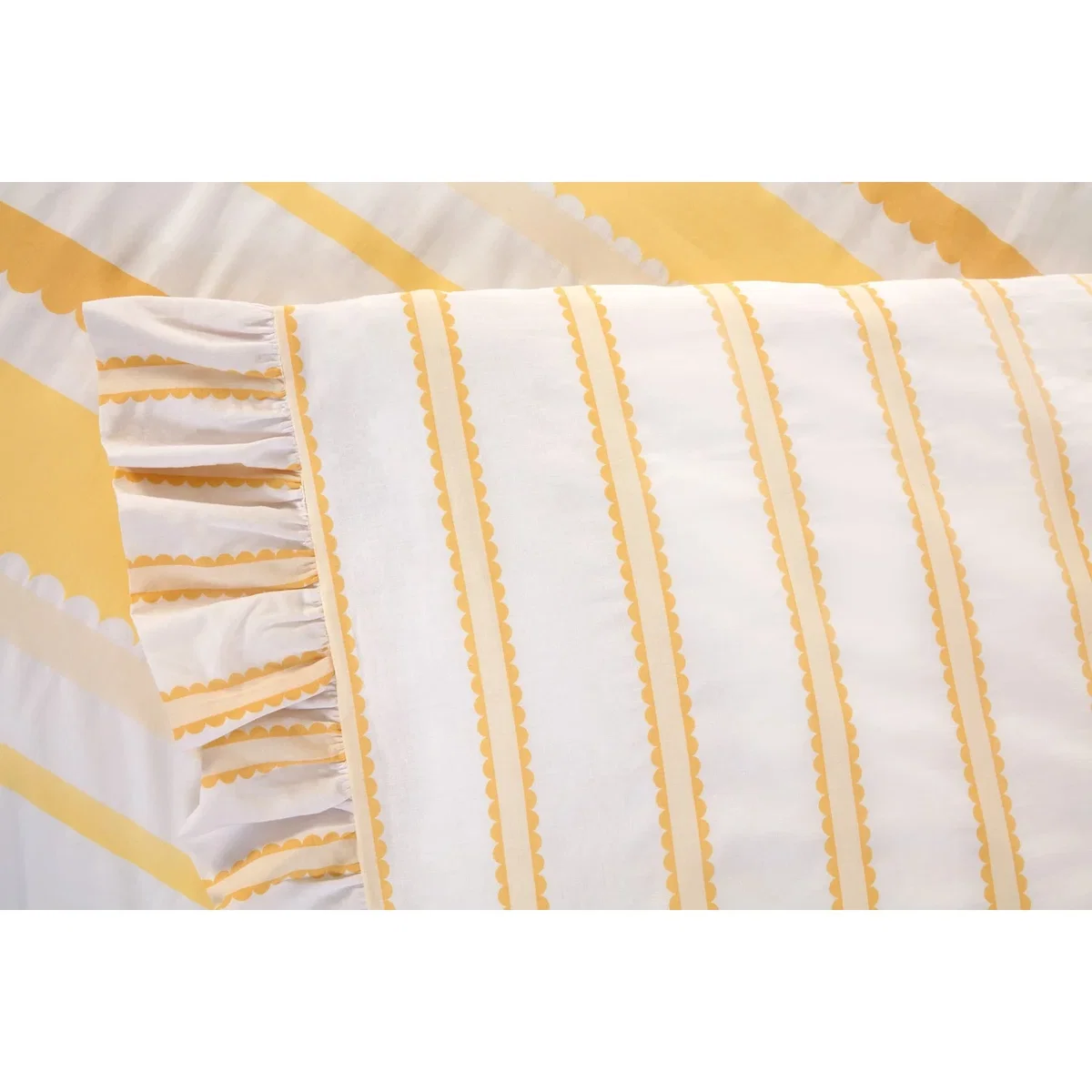 Maya Stripe Polycotton Reversible Duvet Cover Set with Pillowcase - Yellow / King – image 2