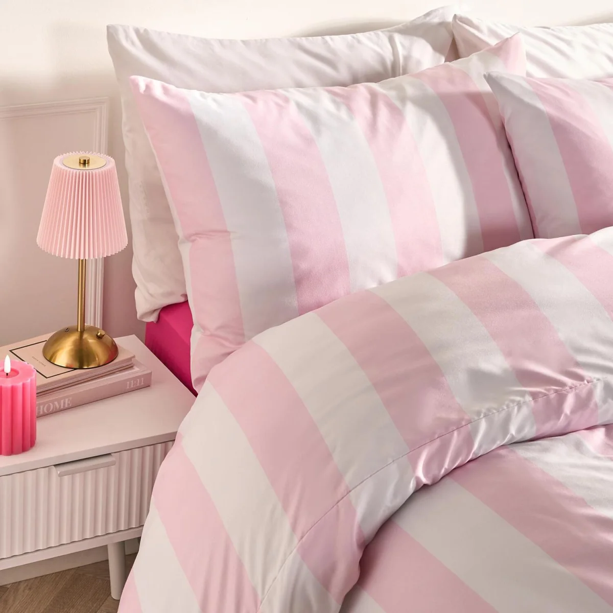 OHS Stripe Print Duvet Set - Pink/White / 0.8kg – image 3