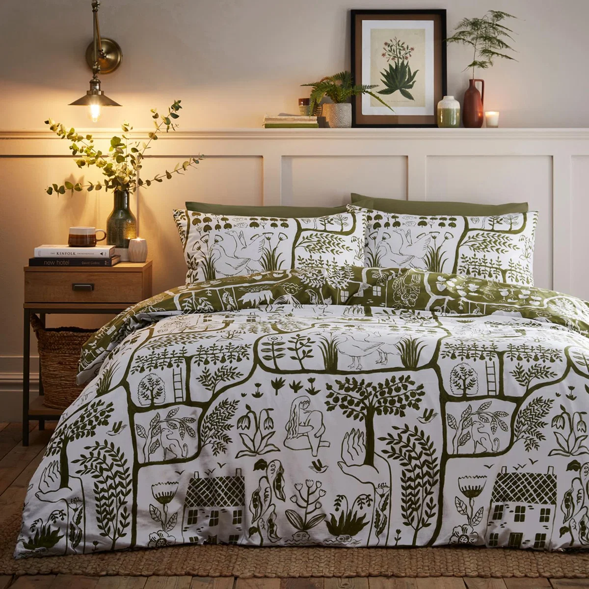 FRIDA Floral Reversible Duvet Set - Moss / Single