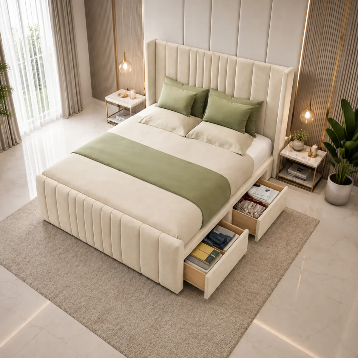 premium orthopedic divan bed set with drawer and headboard solid base - Black / 180cm – image 4