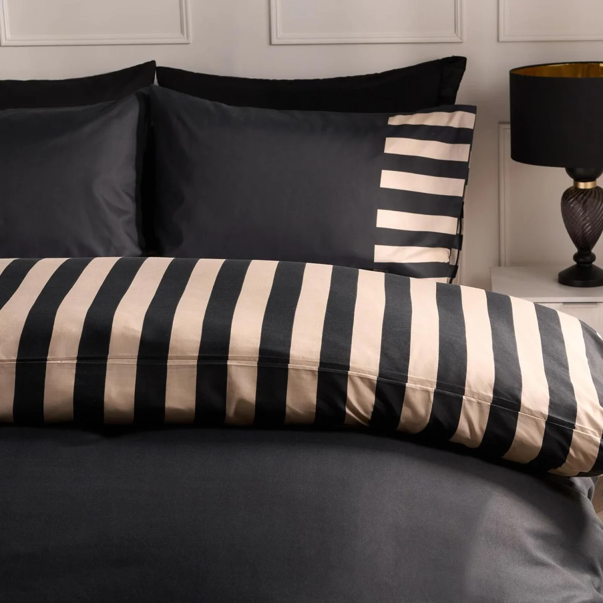 OHS Stripe Edge Duvet Set - Black/Stone / 0.8kg – image 4