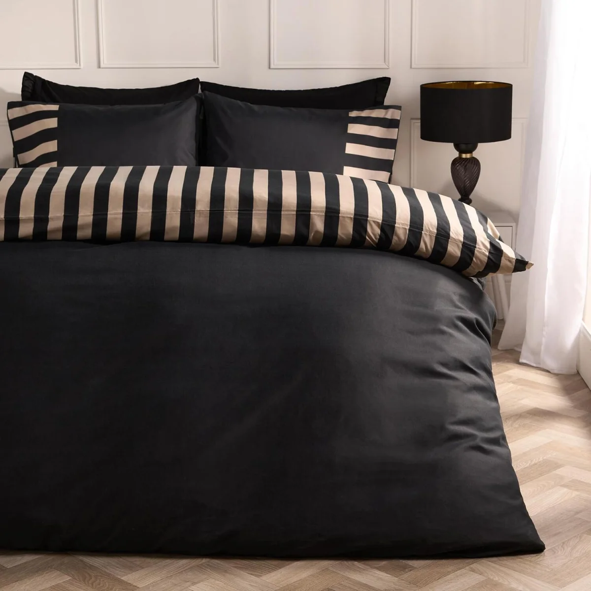 OHS Stripe Edge Duvet Set - Black/Stone / 0.8kg – image 1